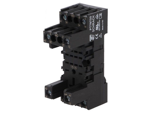 Socket; PIN: 8; 12A; 250VAC; op DIN-rail; schroefklemmen; Serie: PT Socket; PIN: 8; 12A; 250VAC; op DIN-rail; schroefklemmen; Serie: PT